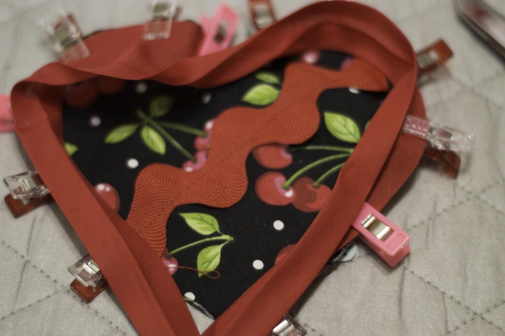 Add the Bias Binding for the DIY Heart Sachet, DIY Heart Sachet