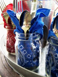mason jars Mason Jar Table Settings, July 4th Party