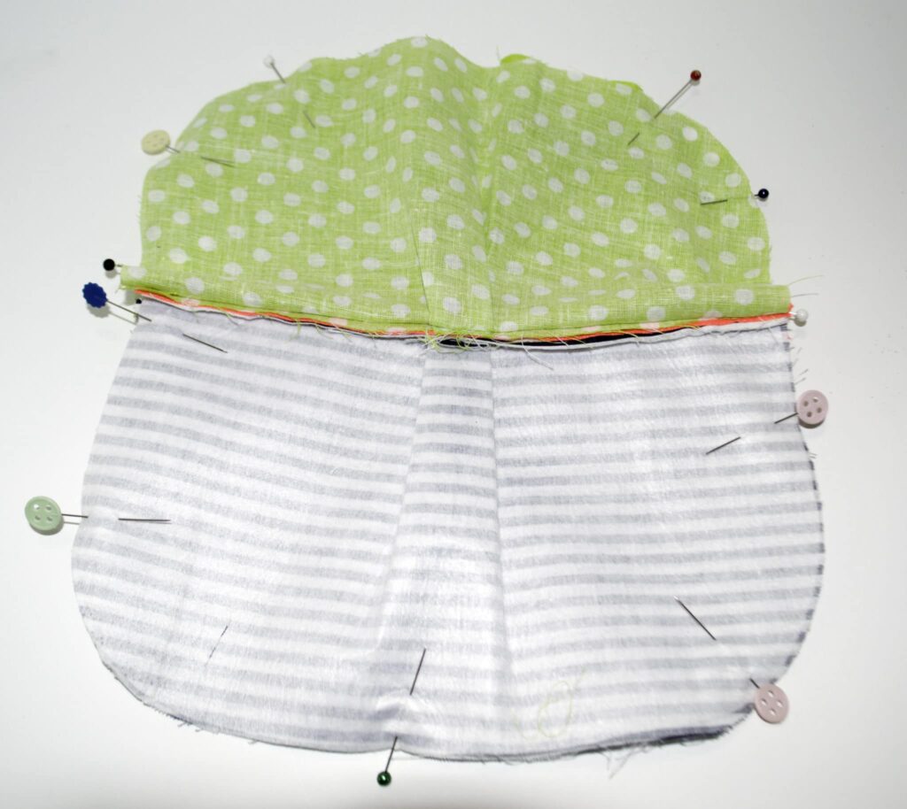 Place matching sides right sides together DIY Pleated Makeup Bag