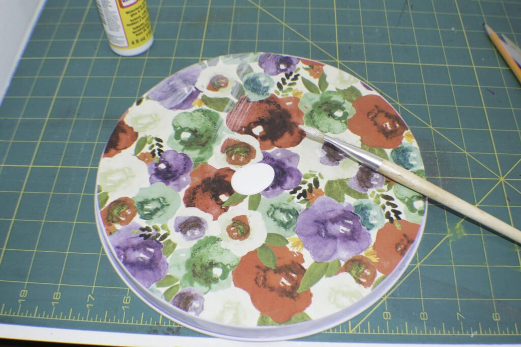Add More Modpoge Over your Paper or Fabric Upcycle Dollar Store Range Covers
