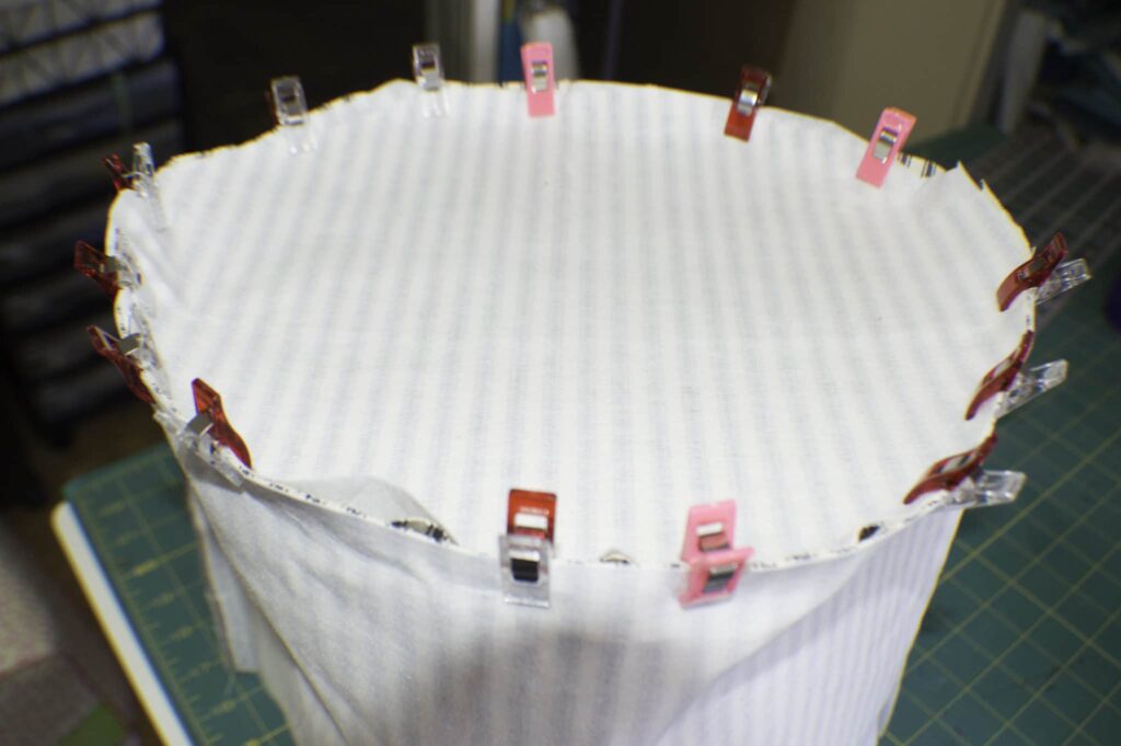 Sew the Bottom onto the Tube DIY Fabric Storage Bucket