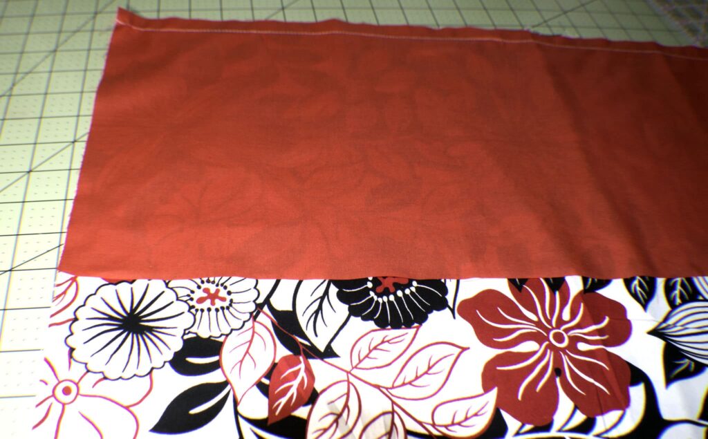 Sew the border to the main fabric Easy DIY Skirt pattern and tutorial