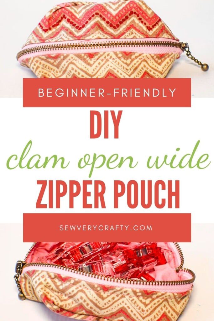 How to make a clam open wide zipper pouch