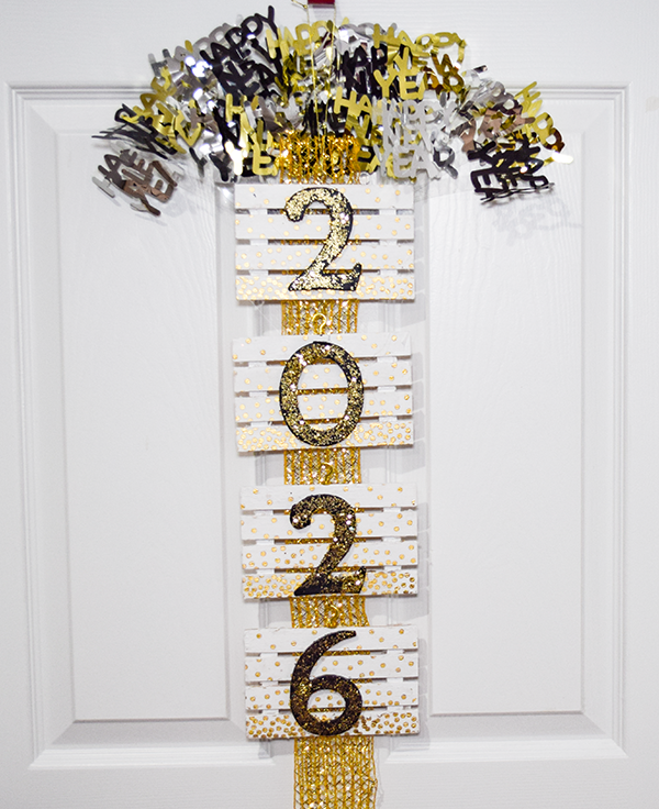How to Make a Dollar Tree New Years Door Hanging