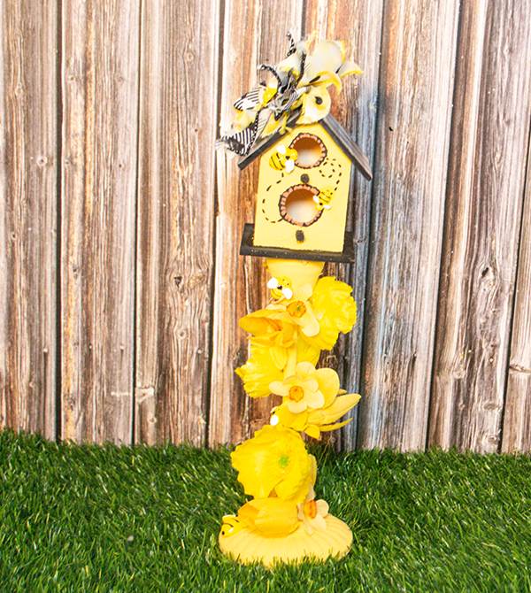 How to Make A Dollar Tree Bee themed Bird house