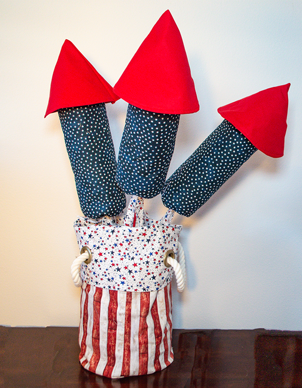 How to sew a patriotic bucket with firecrackers