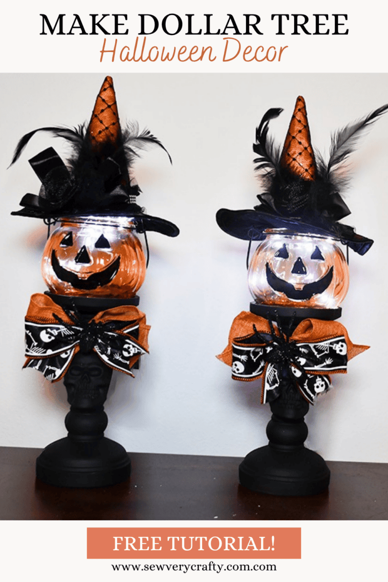 How to Make Dollar Tree Jack-o-Lantern lighted Decor