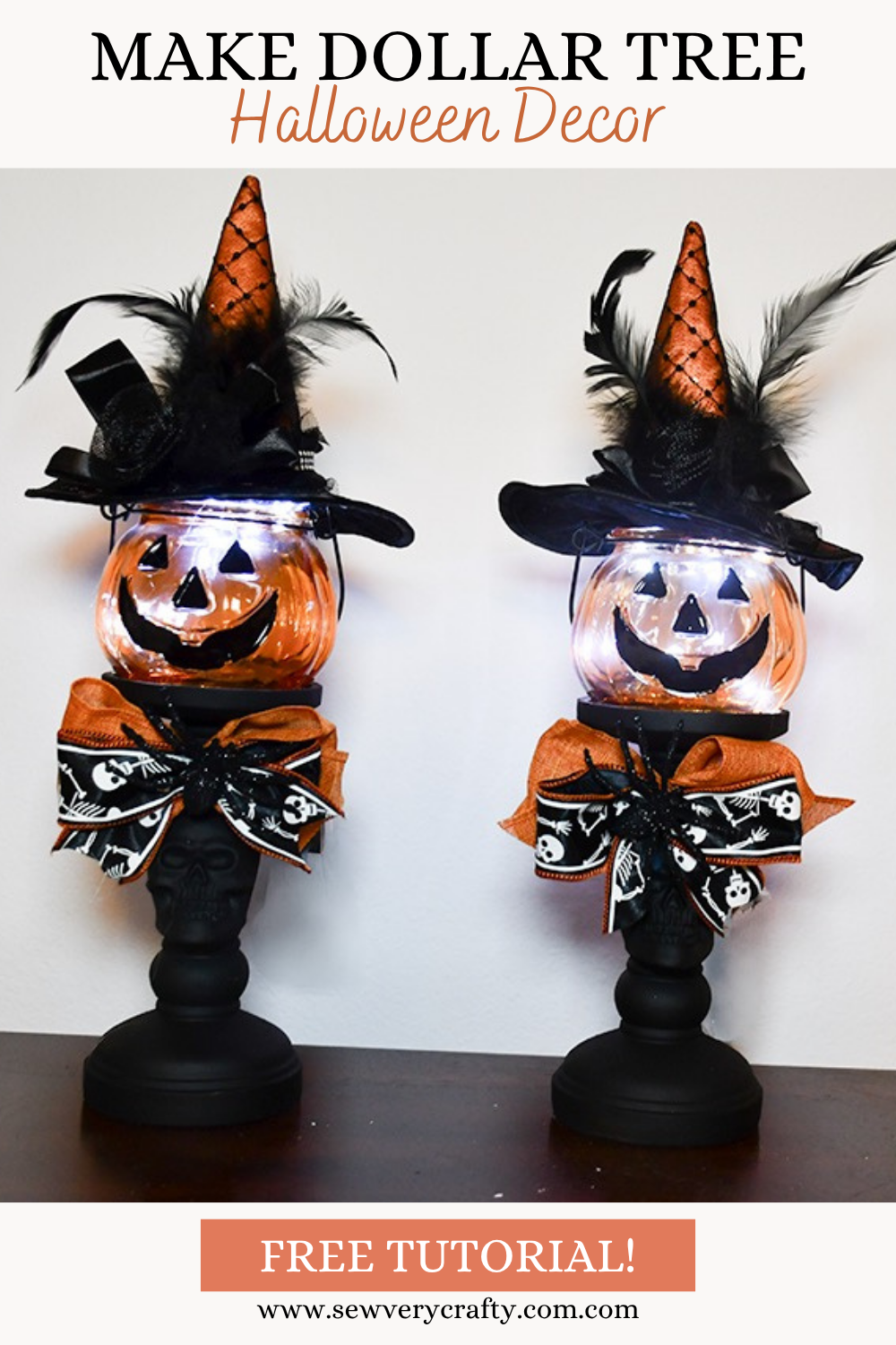 How to Make Dollar Tree Jack-o-Lantern lighted Decor