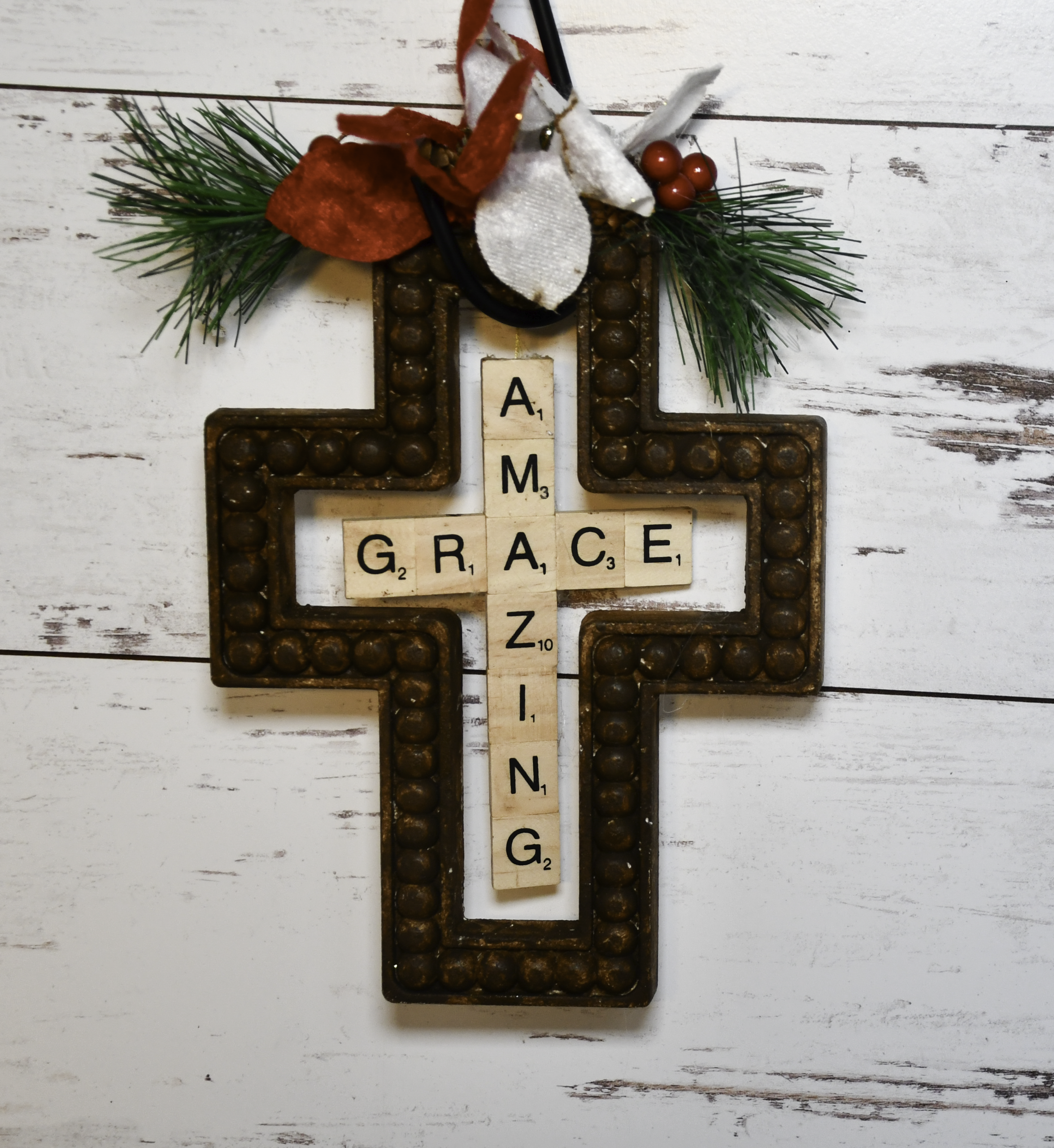 Make a Beautiful Christmas Cross from Dollar Tree Finds